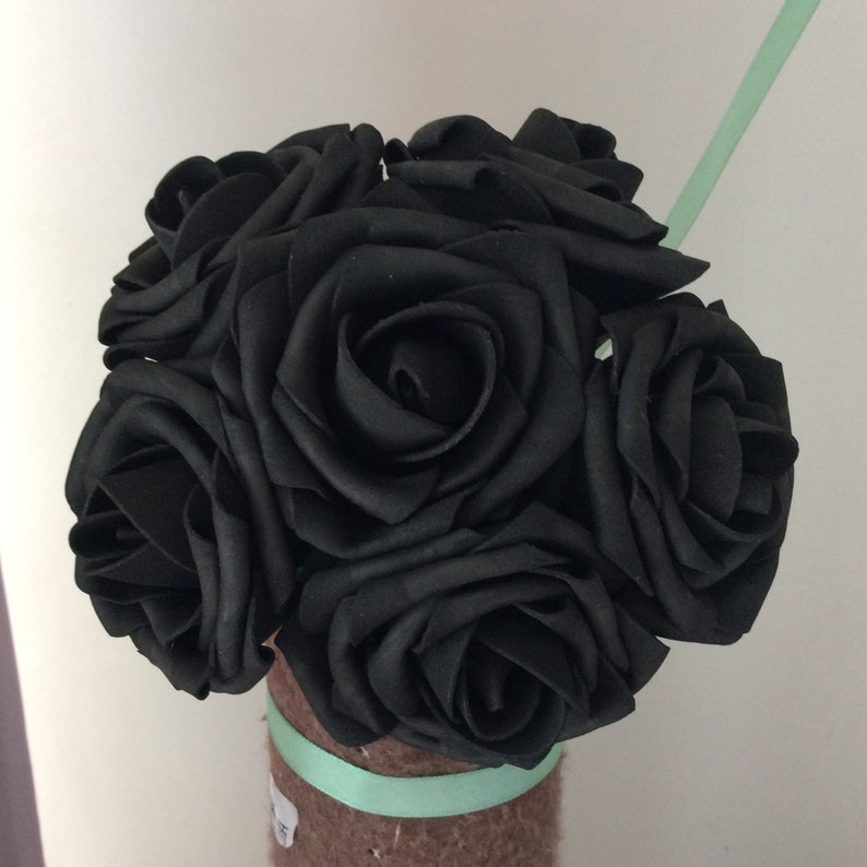 Black Wedding Flowers Artificial Flower Supplies Fake Black Etsy