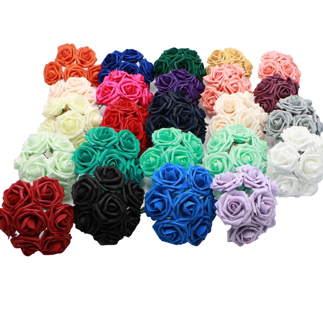 Fake Flowers in Bulk Foam Roses Artificial Flowers 3 for Bridal Bouquet