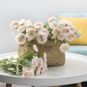Fake Ranunculus Flowers, Silk Ranunculus Stems, Wedding Flower Supplies, Home Wedding Floral Arrangement DIY L280
