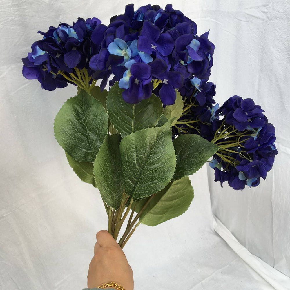 Navy Blue Flowers Silk Hydrangea Navy Blue Wedding | Etsy