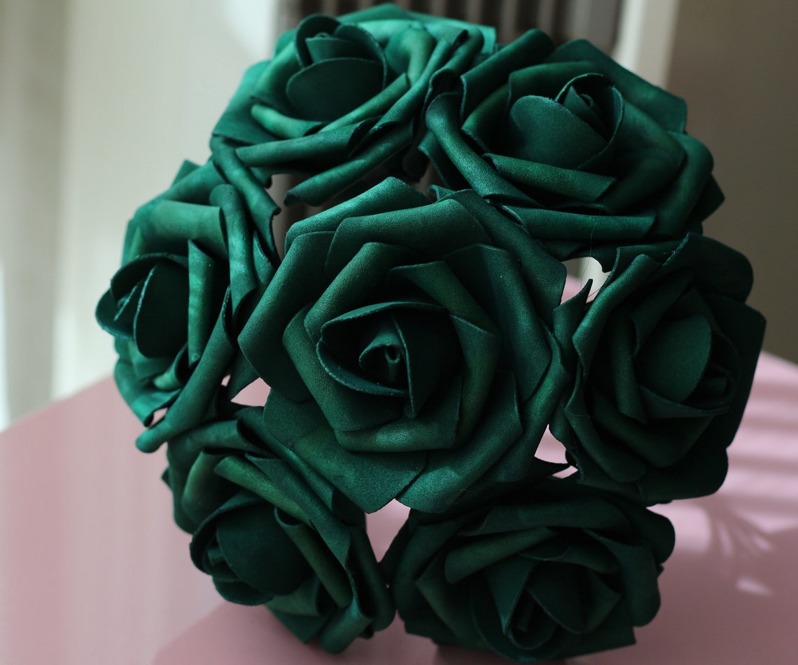 Emerald Flowers Artificial Roses 8cm 100 PCS Hunter Green Etsy