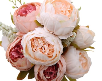Decorative Artificial Flower Blush Silk Peony Flowers Bouquet Flower Peonies Bouquet For Home Wedding Flowers Arrangement HZ-19191-01