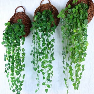 Hanging Plants Faux Ivy Garland Fake Plants Indoor Outdoor Vines Hanging Garlands Wall Hanging Decor 2 Bundles 33 inches BG-XL016