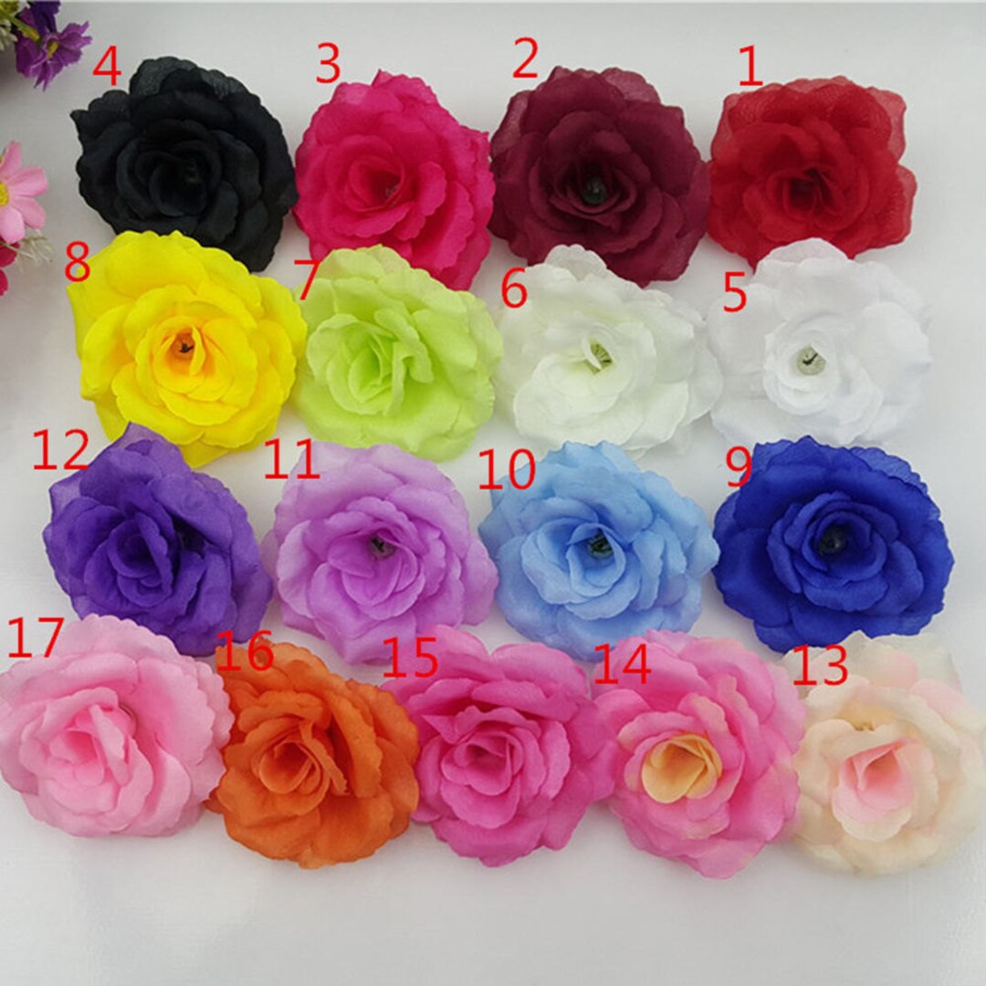 Silk Rose Heads Artificial Flower Heads 3 Inch Wholesale Lot 50 Flowers