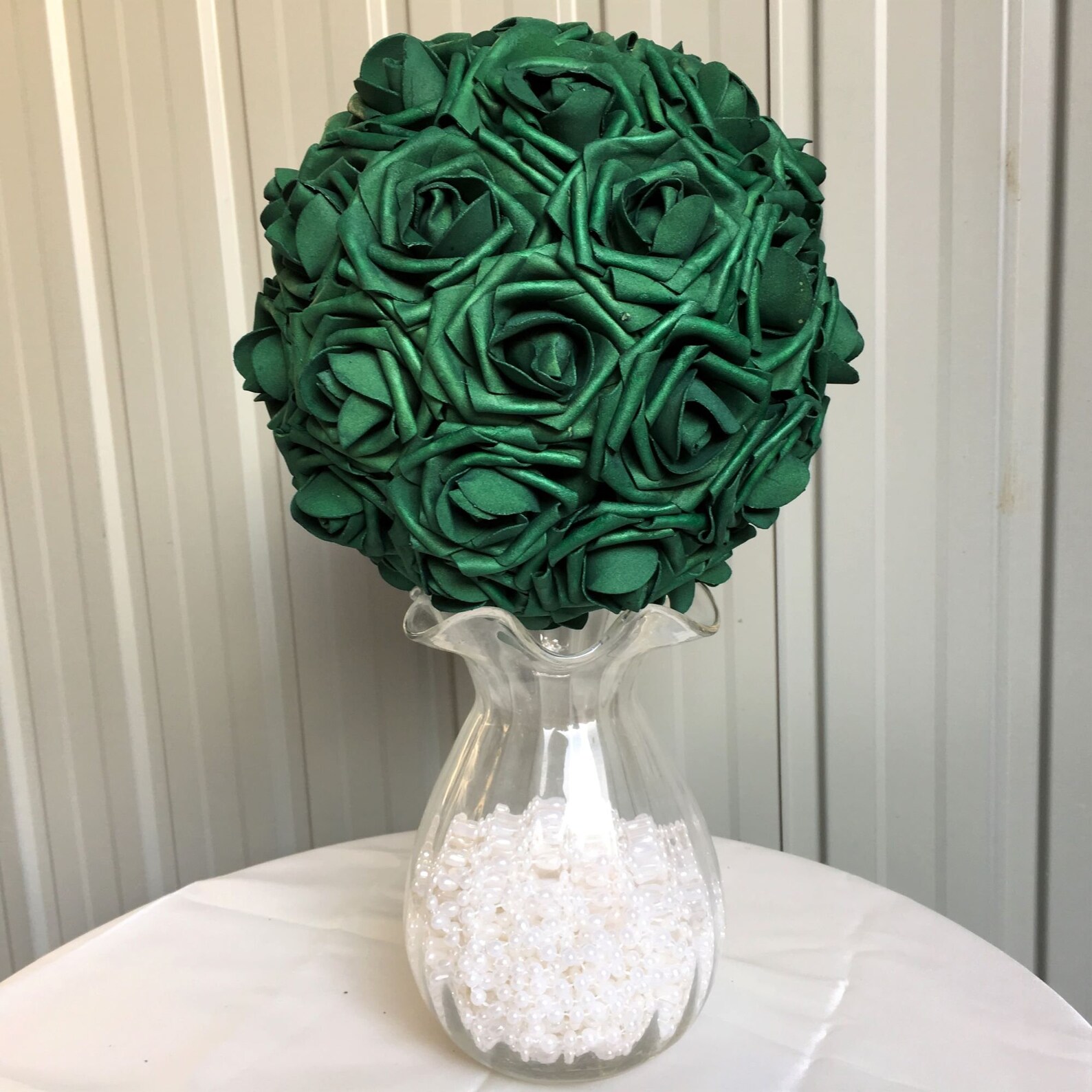 Emerald Green Flower Ball Dark Green Kissing Ball Flower Girl Etsy