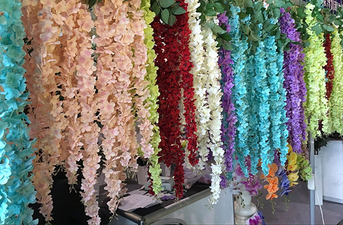 5pcs Artificial Silk Wisteria Home Garden Hanging Flowers Etsy