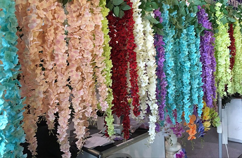 5pcs Artificial Silk Wisteria Home Garden Hanging Flowers Etsy