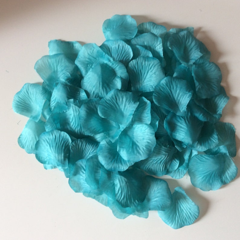 Turquoise Blue Rose Petals Artificial Silk Flower Petals Dark Etsy