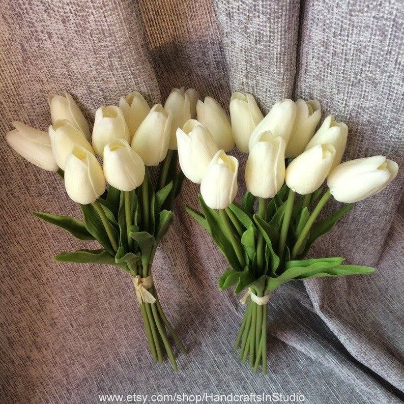 Real Touch Tulips Ivory Cream White Tulips Flowers for Wedding Etsy