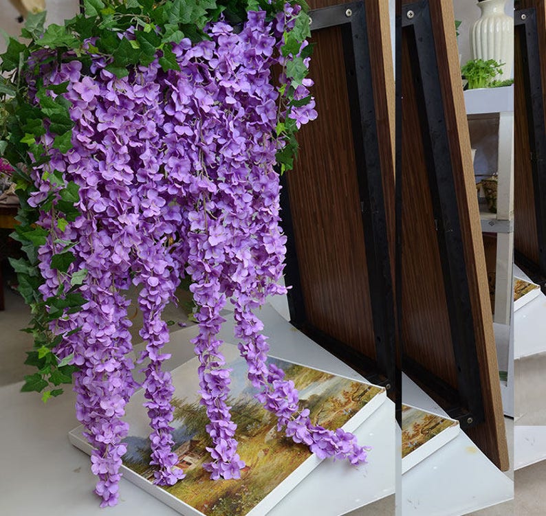 Aqua Blue Wedding Garland Hanging Flowers Artificial Wisteria Etsy