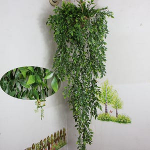 Artificial Plants 110cm Hanging Basket Leaves Vine 2 Bunches Plastic Green Ivy Garland Fake Plants For Home Wedding Outdoor Decor MGT-034 image 1