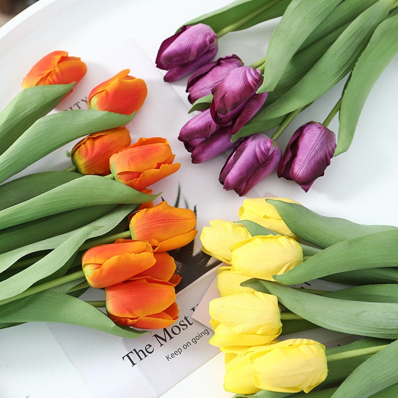 Artificial Silk Tulip Flowers Latex Real Touch Tulips 10pcs Etsy