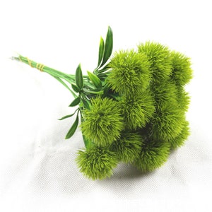 Green Alliums Fake Flowers Pompon Mum Artificial Green Flowers for Flower Arrangement Fillers JBY930 Green