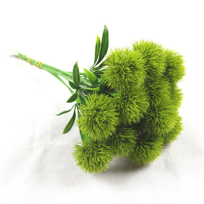 Green Alliums Fake Flowers Pompon Mum Artificial Green Flowers Etsy