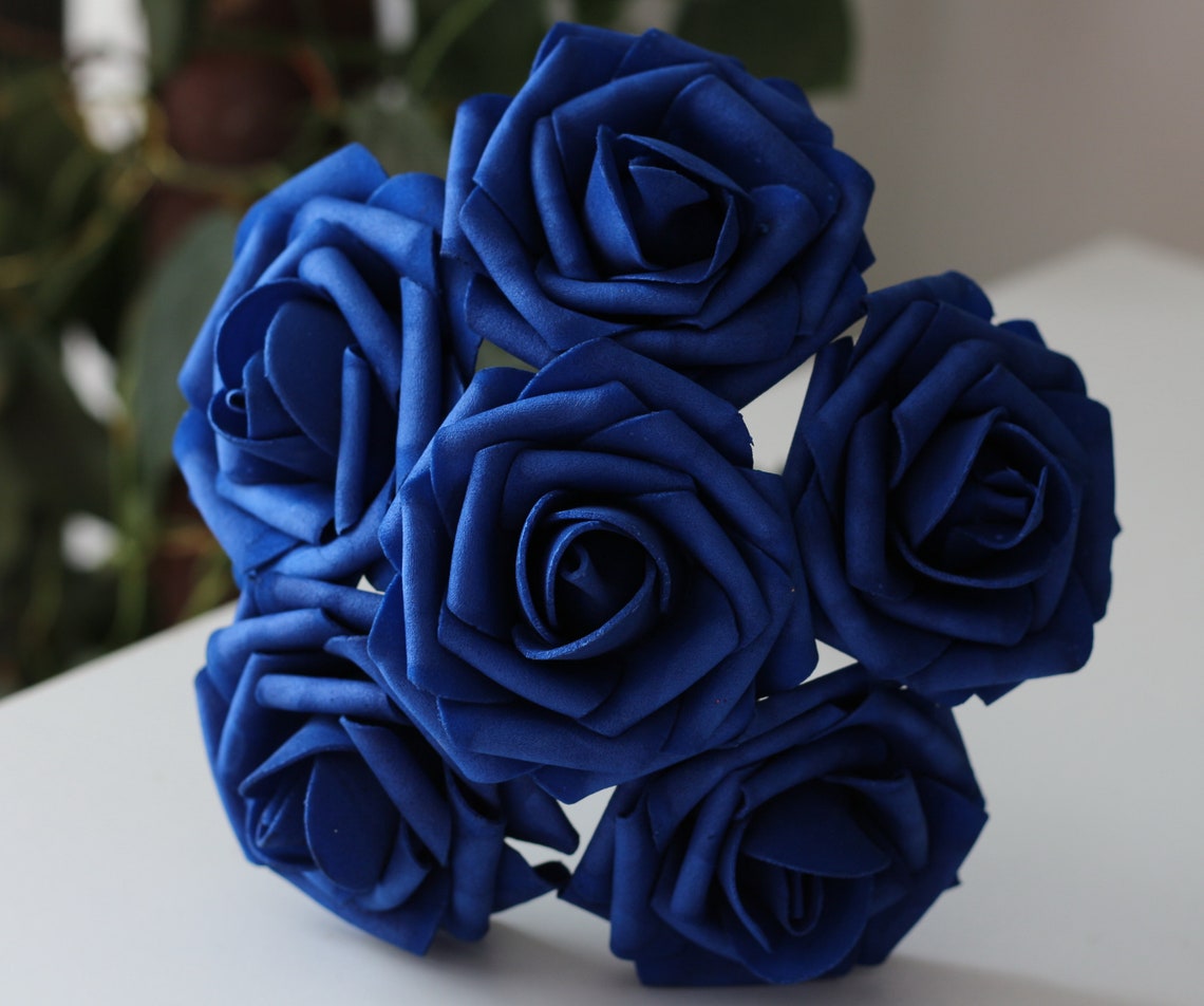 Royal Blue Flowers Wedding Flowers Bridal Bouquet 100 Etsy