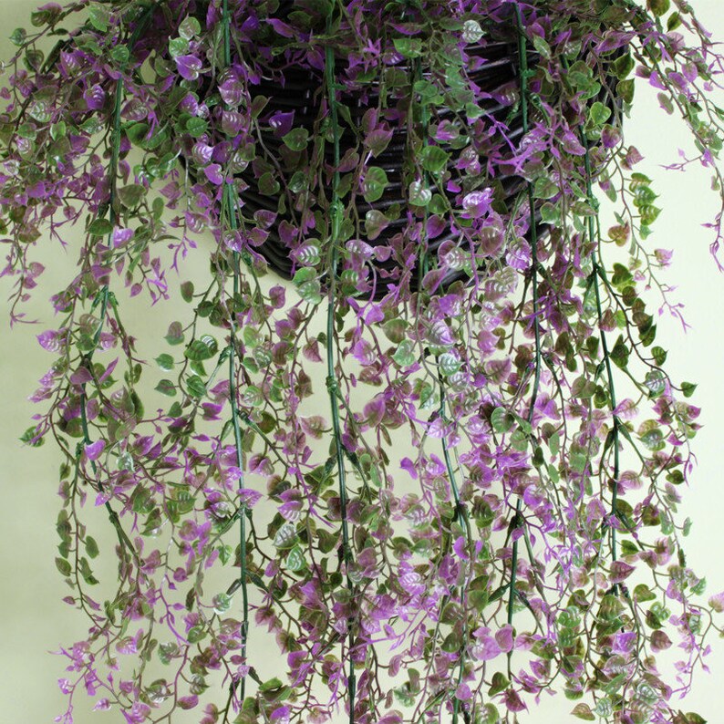 Fake Plants Purple Green Artificial Hanging Plant 110cm for Etsy