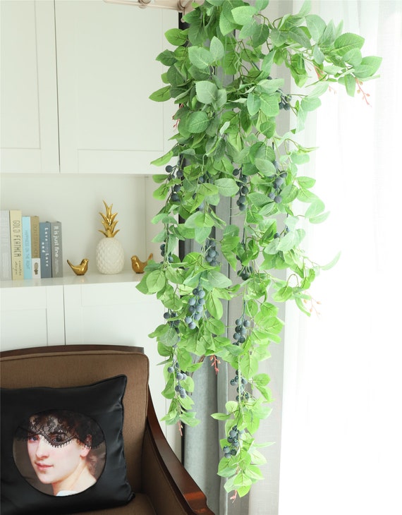 Fake Hanging Plants With Fruits Artificial Grapes Vine Faux Leaf