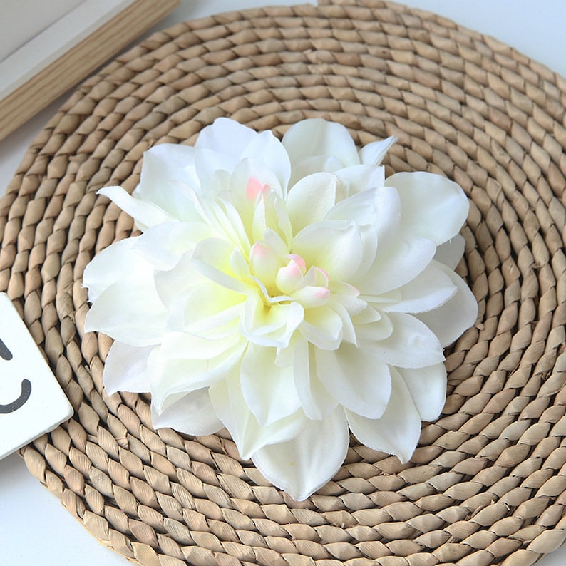 Silk Flower Heads Bulk Dahlia Artificial Flower Heads White Etsy