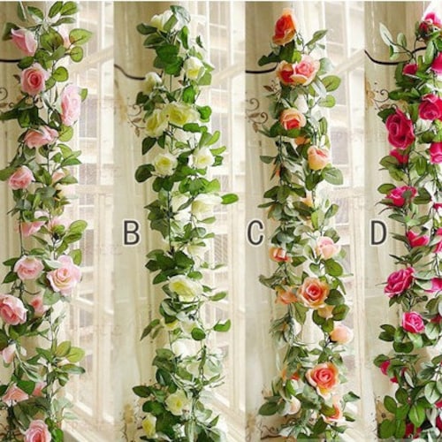 Ivy Home Party Decor Silk Rose Leaf Garland Vine 7 Ft Artificial Faux Flower Ivy Home Party Decor Silk Rose Leaf Garland Vine 7 Ft Artificial Faux Flower