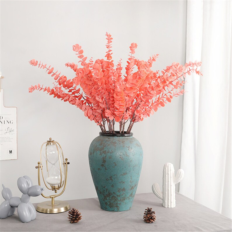 Coral Eucalyptus Artificial Plants DIY Wedding Bouquet Fillers Etsy