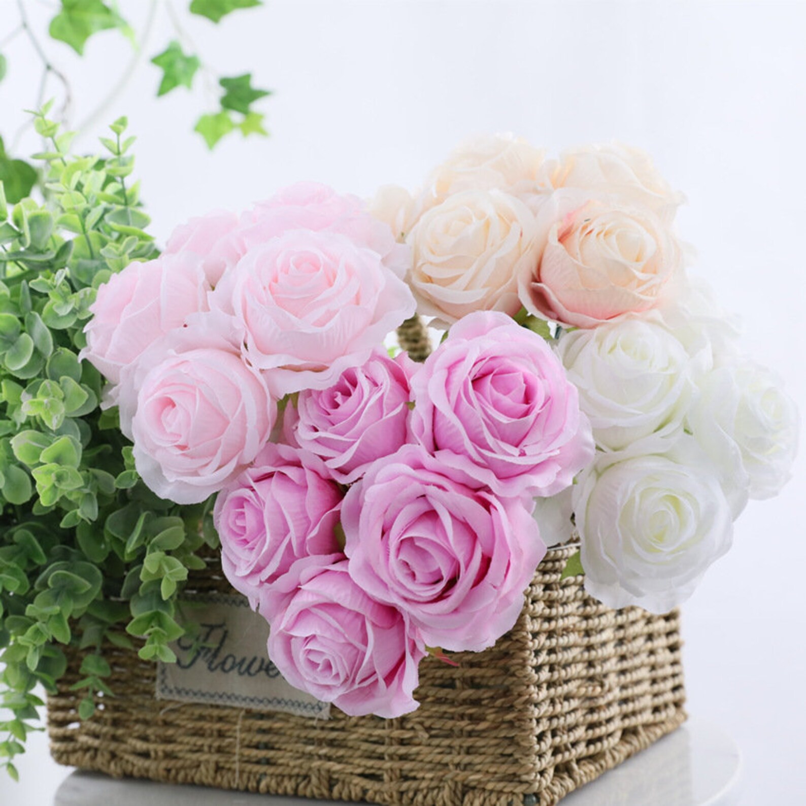 Silk Wedding Flowers Light Pink Rose Bouquet Fake Wedding Etsy