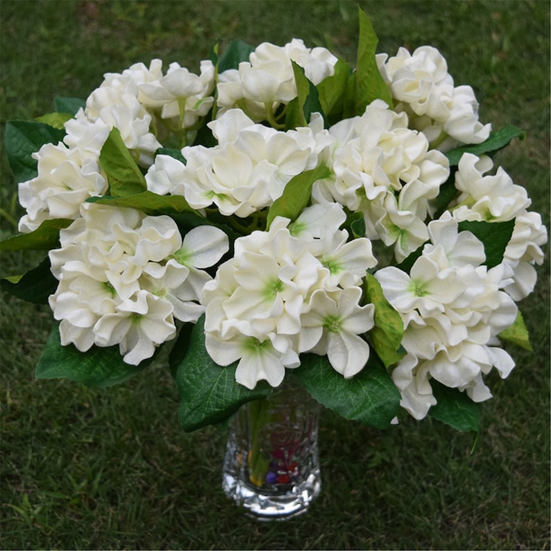 Pu Hydrangea Flowers Artificial Real Touch Hydrangea White Etsy