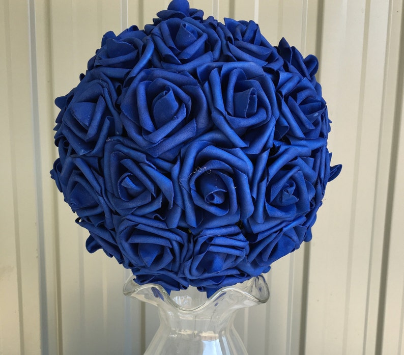 Royal Blue Kissing Balls Flower Girl Pomander Royal Blue Rose Etsy