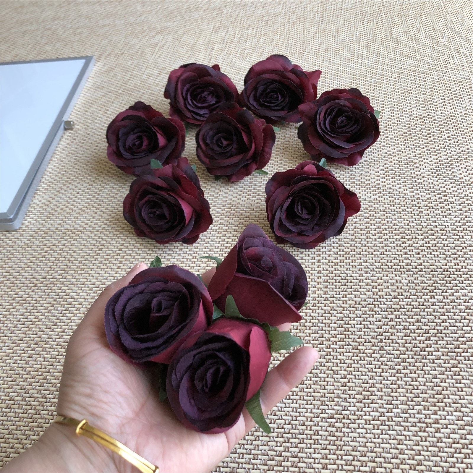 Silk Flower Heads Burgundy Flowers Artificial Rose Heads Bulk Etsy