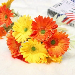 AmyHomie Artificial Flowers,10 pcs Silk Daisy, Artificial Gerber Daisy for  Home Decoration, Fake Wildflowers Spring Flowers for Wedding