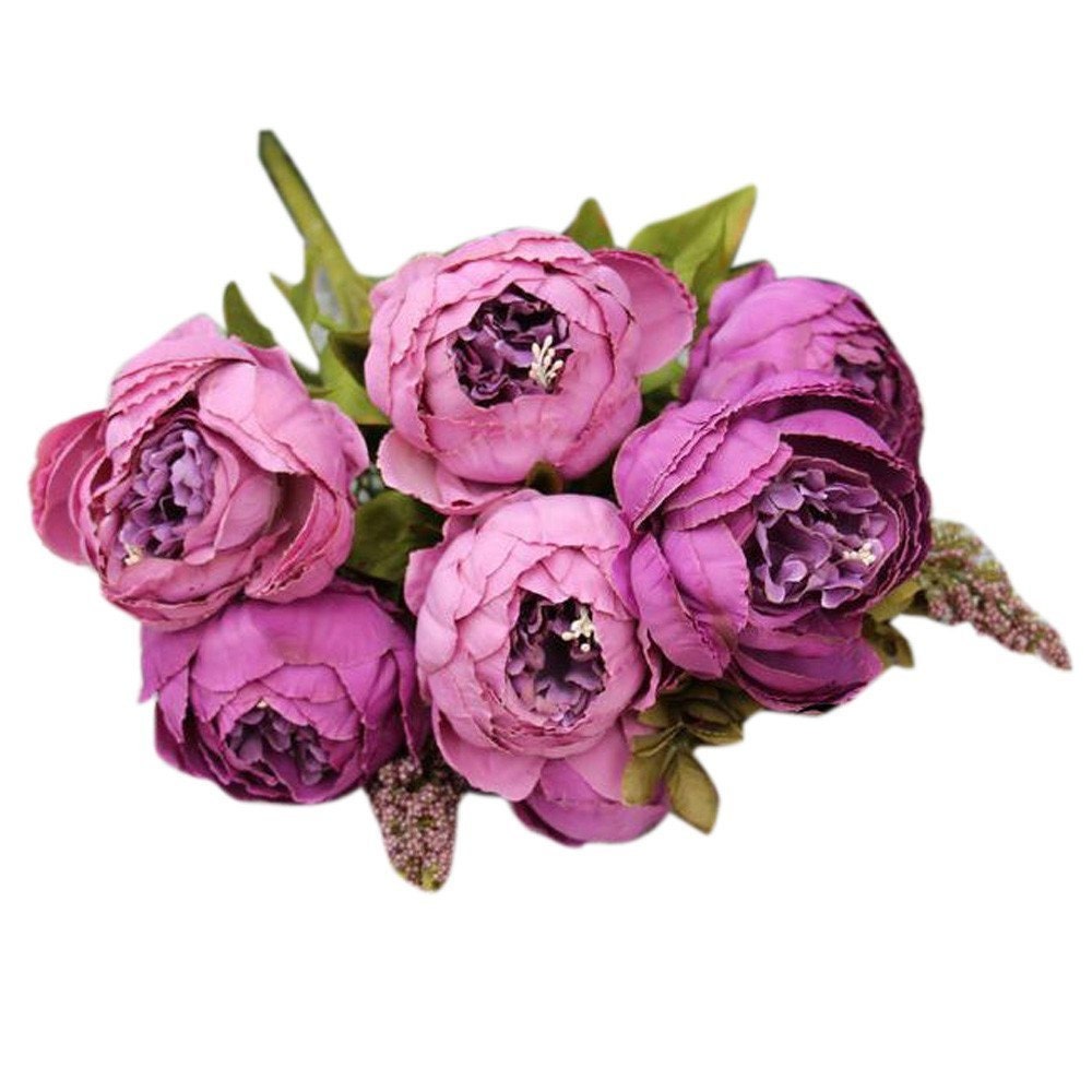 Purple Decorative Flowers Silk Peony Flower Lavender Bouquet Etsy