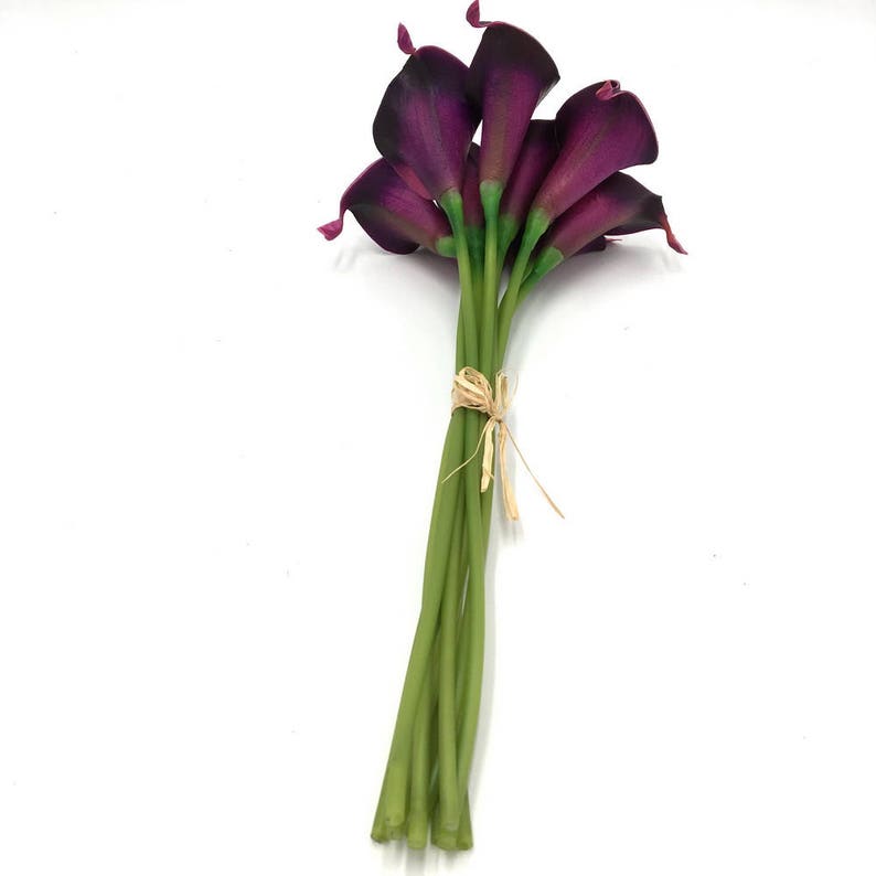 Eggplant Purple Calla Lily Bouquet 9 Stems PU Calla Lilies Etsy