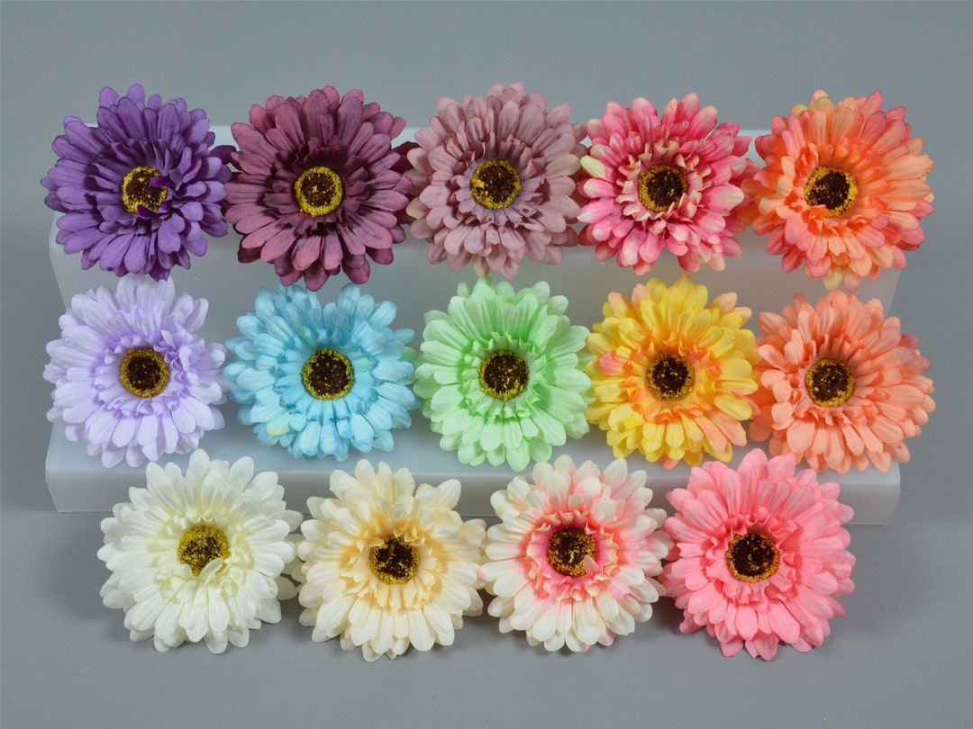 Artificial Gerbera Daisy Flower Heads, Silk Daisy Flowers in Bulk