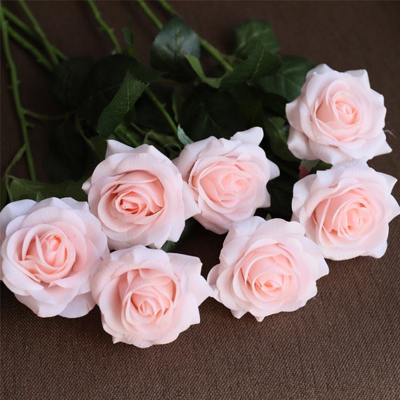 Real Touch Flowers Blush Silk Roses White Real Touch Flowers Latex