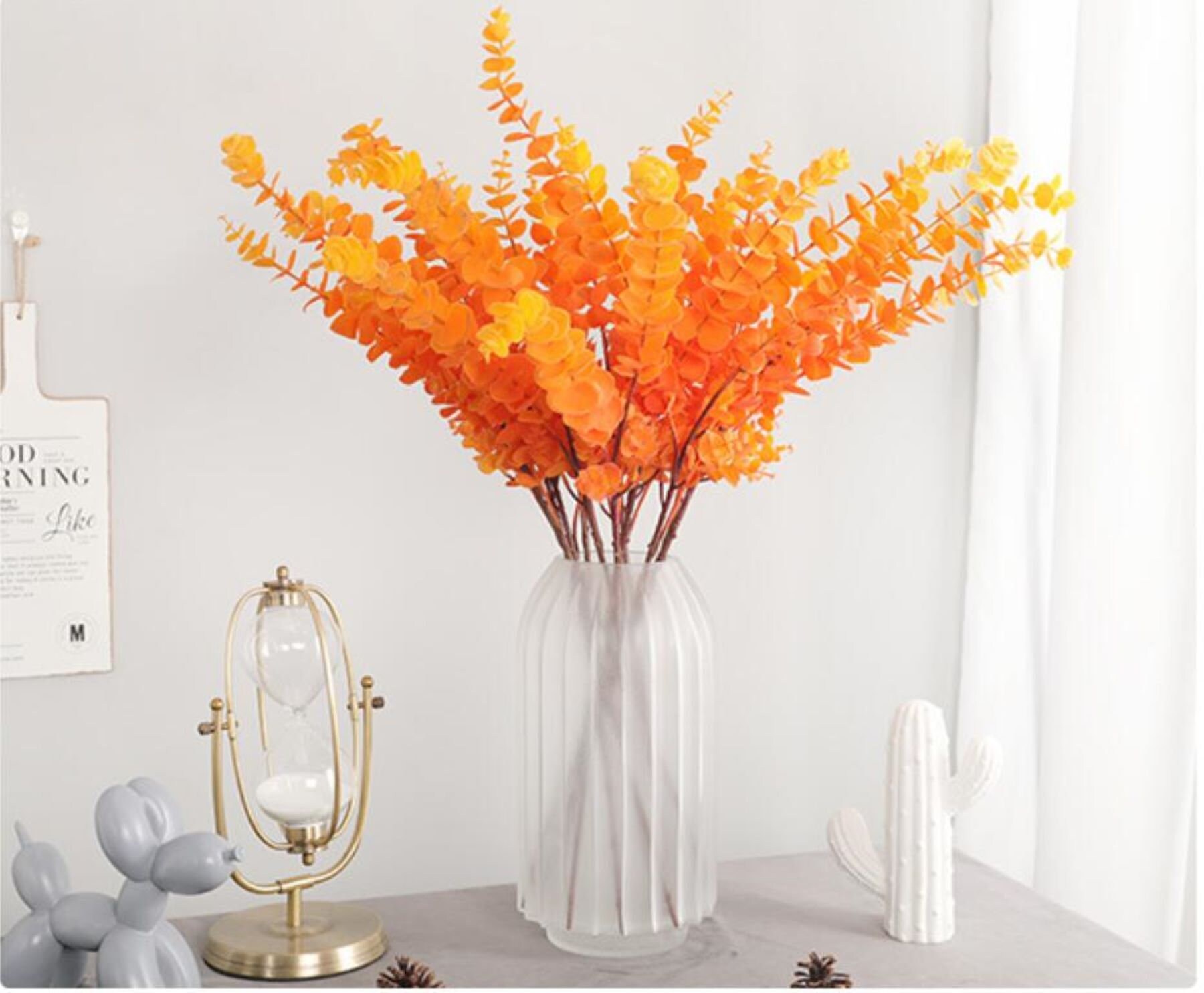 Artificial Eucalyptus Branch Orange Plants for Fall Wedding Etsy