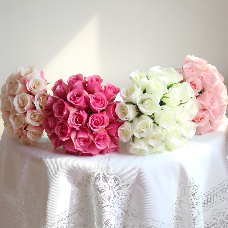 Silk Rose Bouquet Artificial Flower Bunch Wedding/Home/Decorations/Arrangement/Gift DY-20T image 1