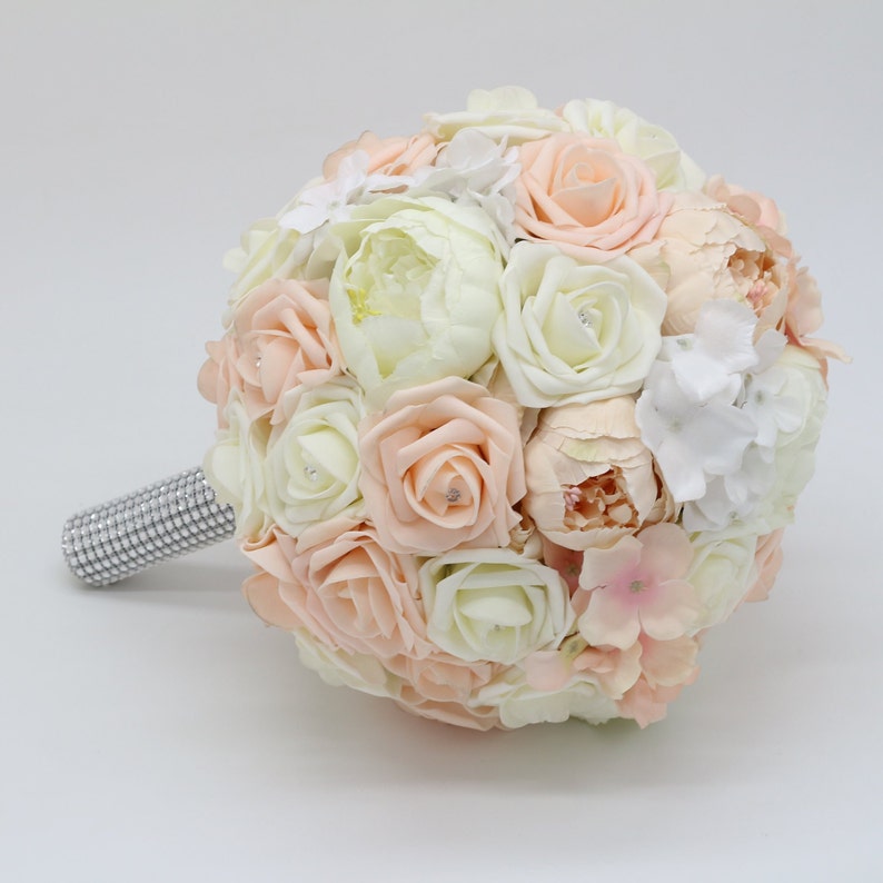 Ivory Rose Bouquet Artificial Foam Flower Wedding Bouquet For Bridal Bridesmaids Champagne Bouquet DJ-52 Champagne Flower Bouquet