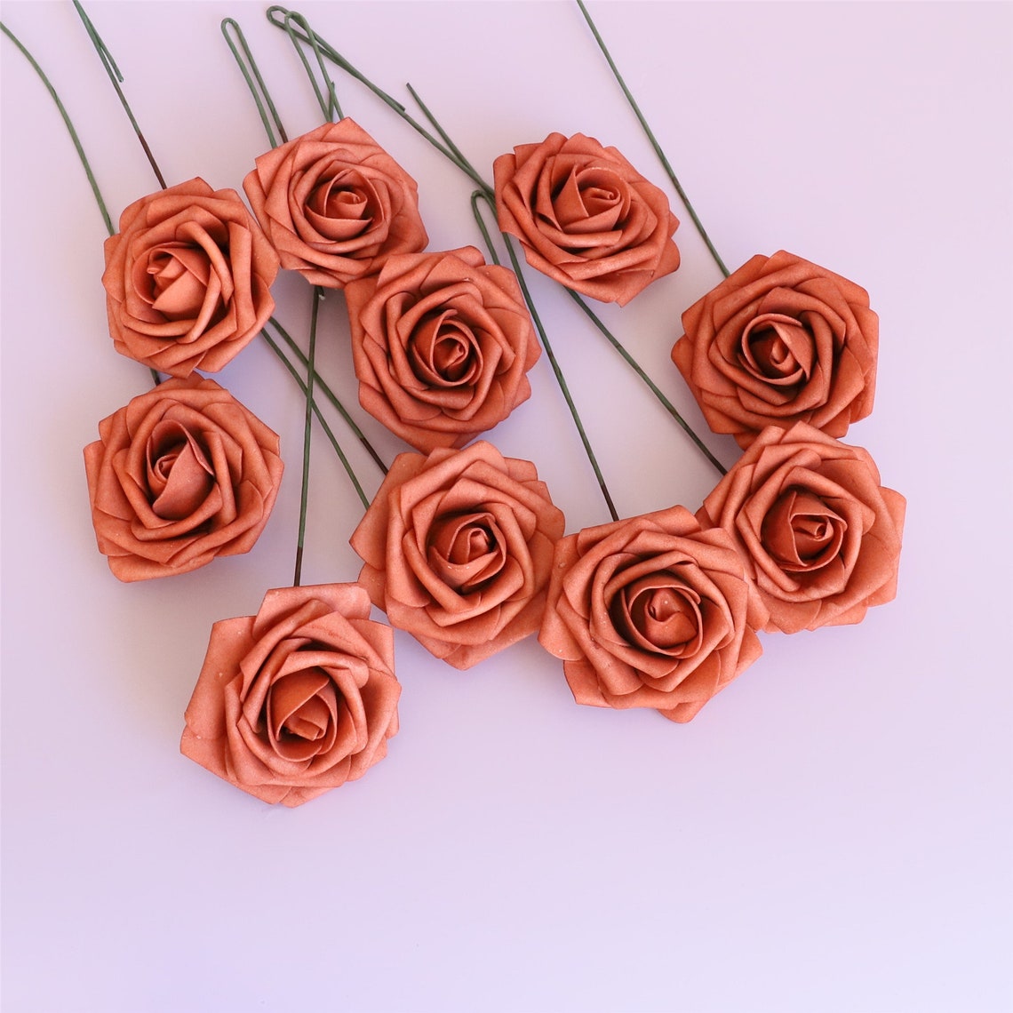 Burnt Orange Flowers Artificial Rose Flowers Bulk Fake Etsy