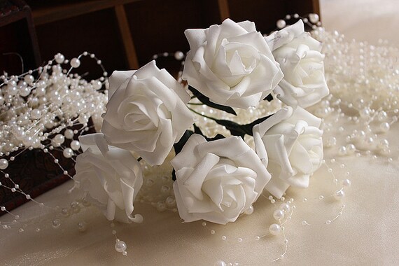 Weddings Wholesale 24 White Colourfast Roses 6.5 cm Diameter Weddings Wholesale 24 White Colourfast Roses 6.5 cm Diameter