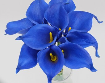 Royal Blue Calla Lily Bouquet Dark Blue Royal Wedding Flowers Artificial PU Calla Lilies For Wedding Bouquet Table Centerpieces MTL-FLN008