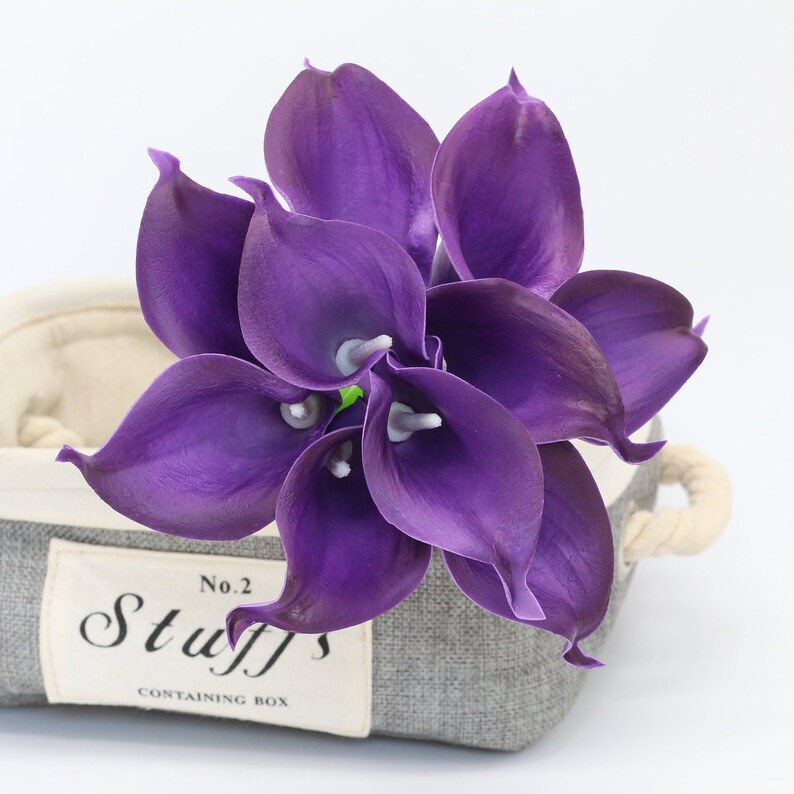 Eggplant Purple Calla Lilies Bouquet Natural PU Calla Lily Etsy