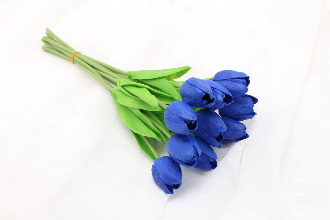 Royal Blue Artificial Tulips Flowers, Royal Blue Wedding Flowers, Real