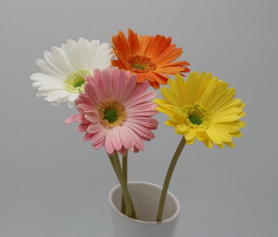 Real Touch Gerbera Daisy Artificial Flowers Long Stem Gerbera Daisies for  Wedding Bridal Bouquets Table Centerpieces Arrangement HXBY-98 