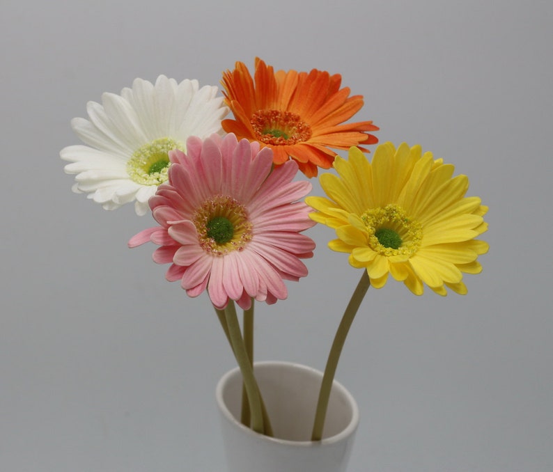 Real Touch Gerbera Daisy Artificial Flowers Long Stem Gerbera Etsy