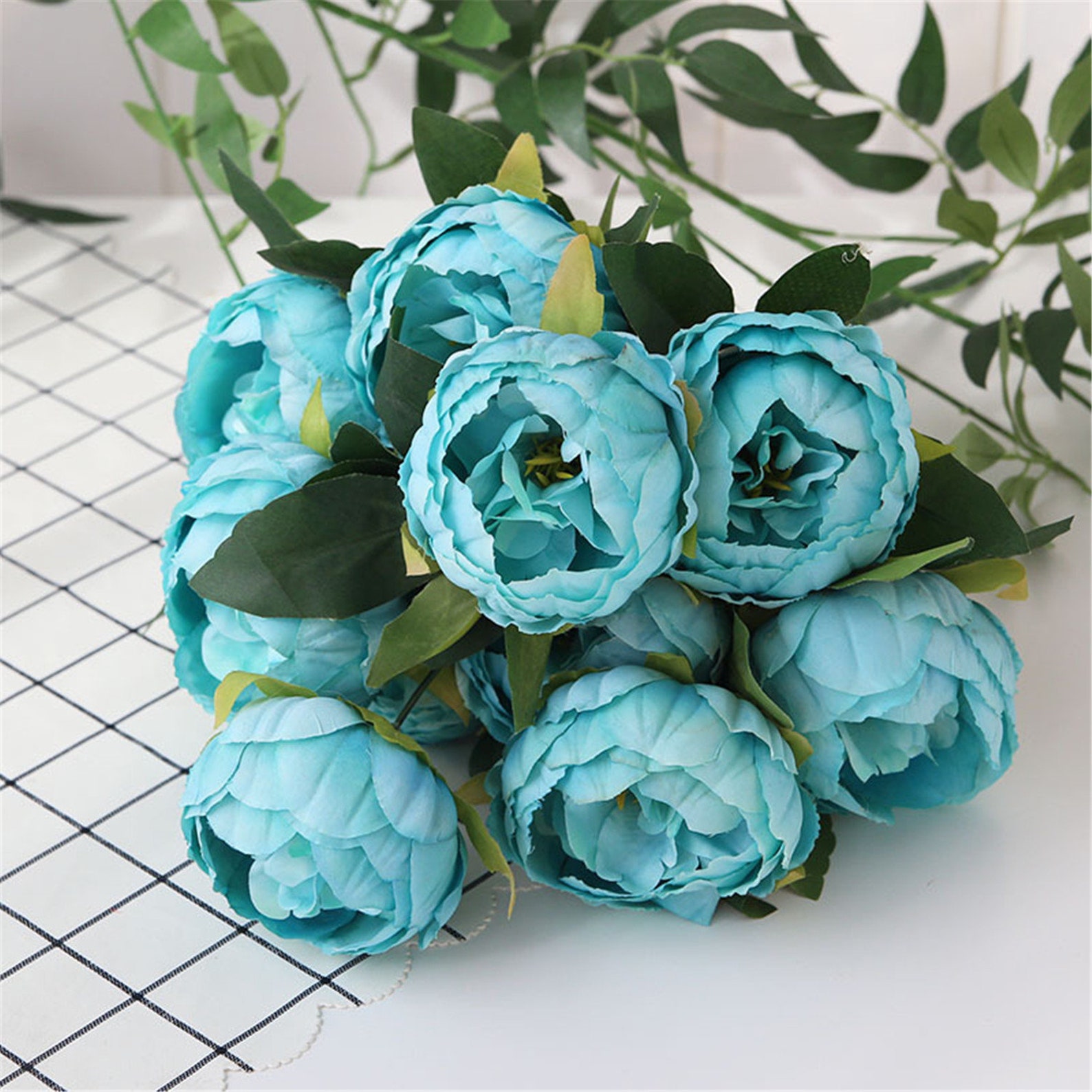 Silk Peony Bouquet Artificial Flowers Peony Bouquets 10 Heads Etsy