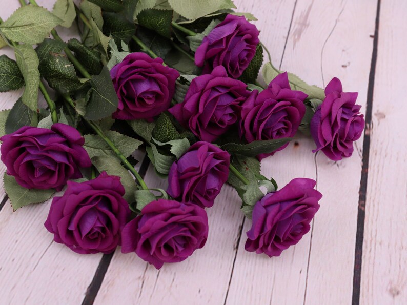 Real Touch Flowers Silk Latex Realistic Roses Dusty Rose Etsy