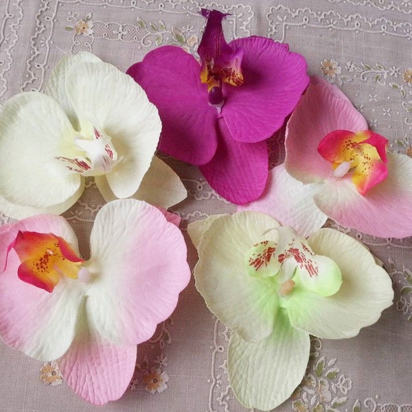 Fleurs de papillon en soie Orchidées artificielles Phalaenopsis capitules en tissu artificiel Fleurs en soie DIY Artisanat 30 pièces 9*10 cm CJ-HDL