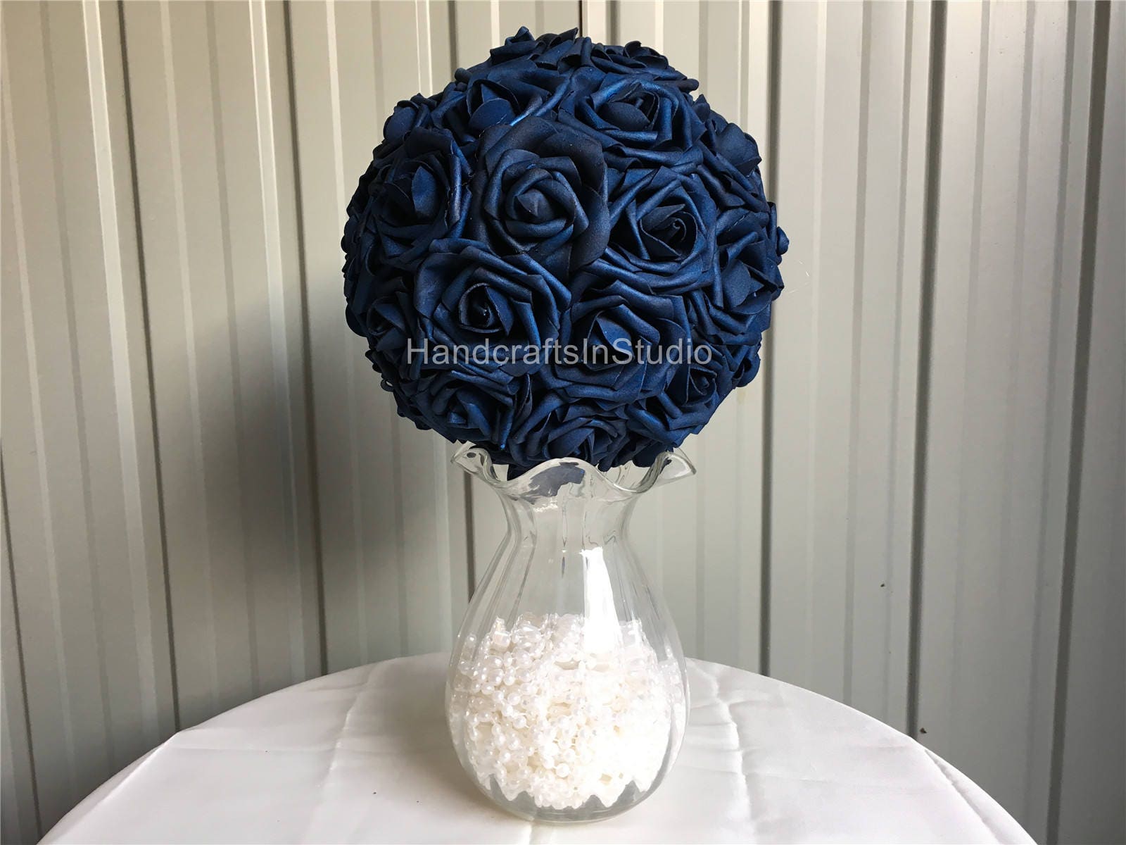 Navy Blue Wedding Centerpieces Flower Kissing Ball Dark Blue Etsy