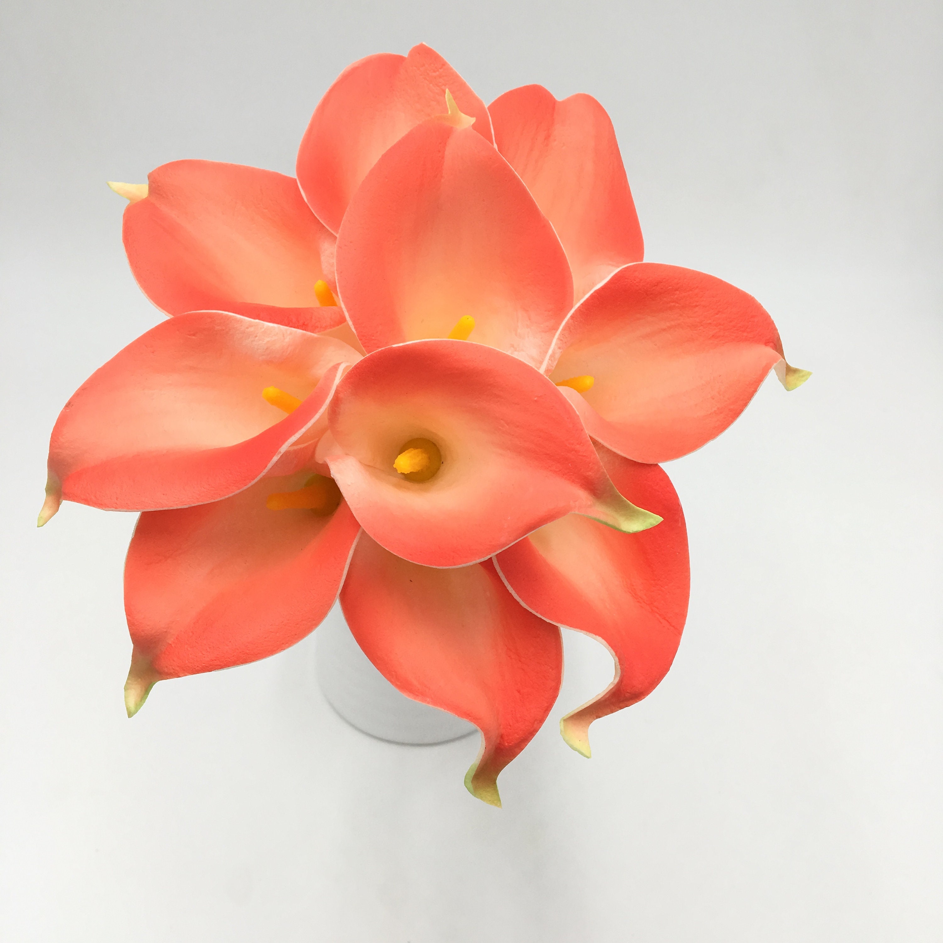 Coral Calla Lily Bouquet Coral Flowers PU Calla Lilies Real - Etsy