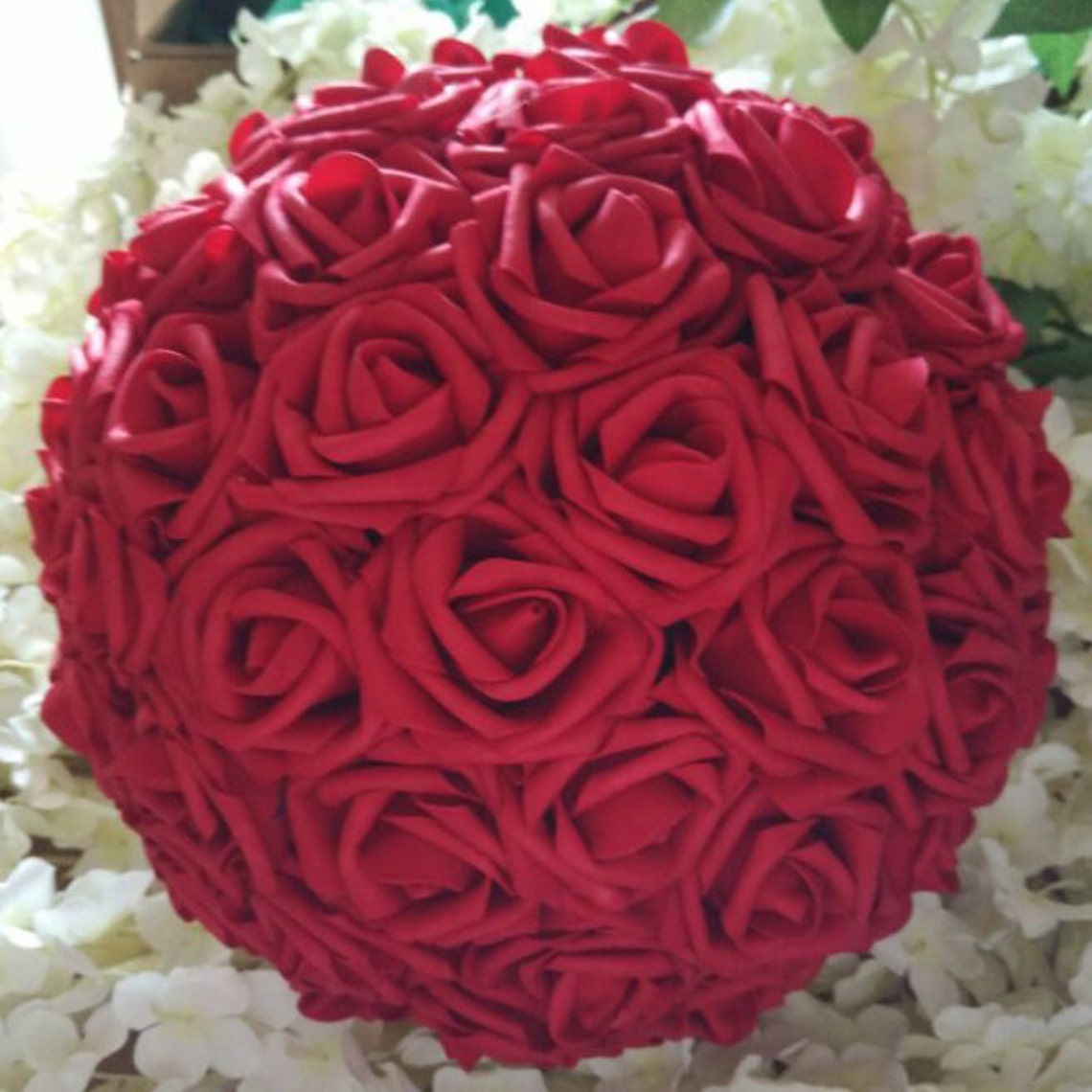 Dark Red Kissing Ball Pomander Deep Red Foam Rose Flower Balls Etsy