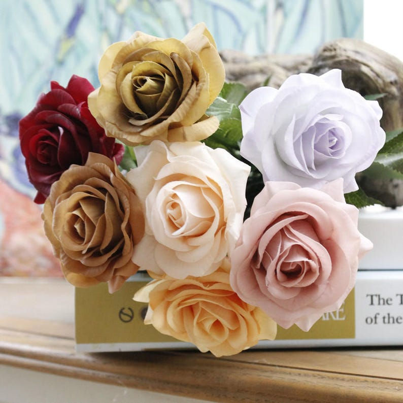 Rose Gold Flowers Soft Pink Wedding Flowers Real Touch Roses Etsy